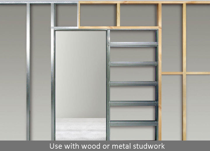 Industrial Style Extra Slim Cross Bar Fire Rated Pocket Door System 