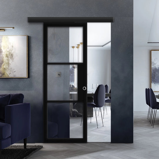 Tribeca Clear Glazed Sliding Door Set with Pelmet