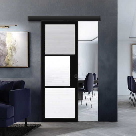 Tribeca Reeded Glazed Sliding Door Set with Pelmet