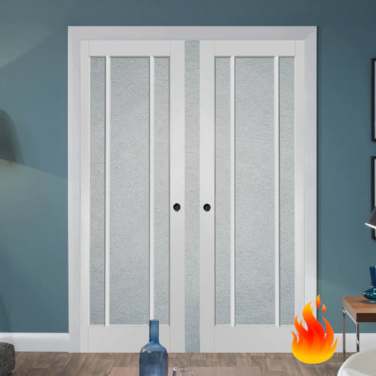 Worcester White Clear Glazed Fire Rated Pocket Door Set