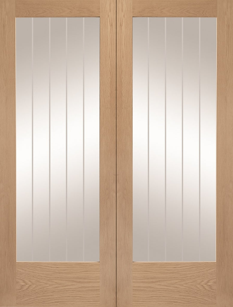 Oak Suffolk Custom Made Oak French Doors with Etched Glass 