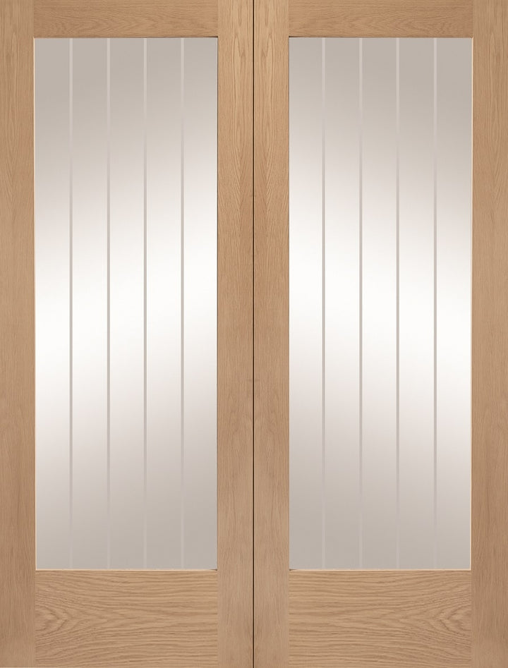 Oak Suffolk Custom Made Oak French Doors with Etched Glass 