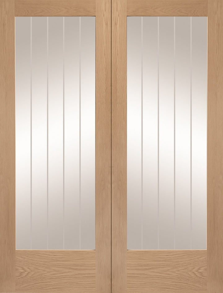 Oak Suffolk Custom Made Oak French Doors with Etched Glass 