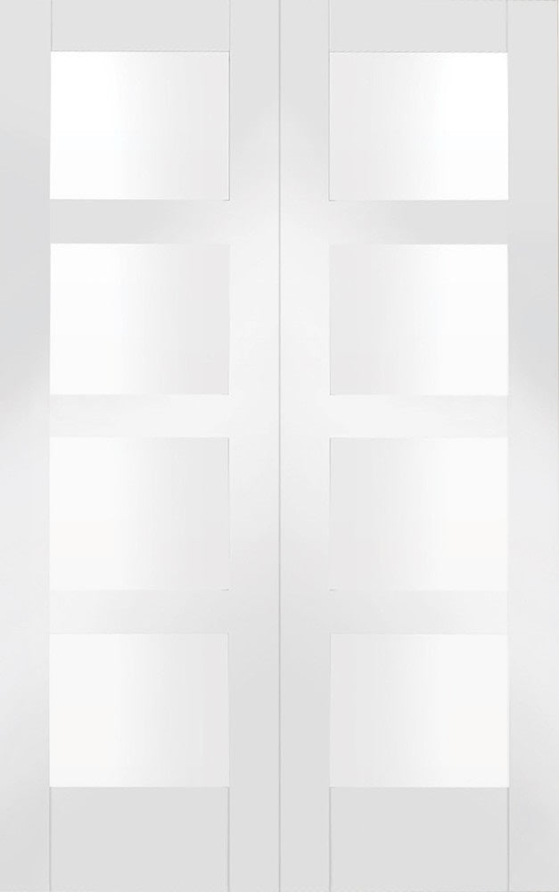 White Shaker 4 Light Custom Made French Doors with Clear Glass 