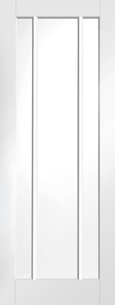 White Worcester Double Sliding Door System Clear Glazed