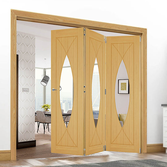 Amalfi Oak Clear Glazed Room Divider Fully Finished