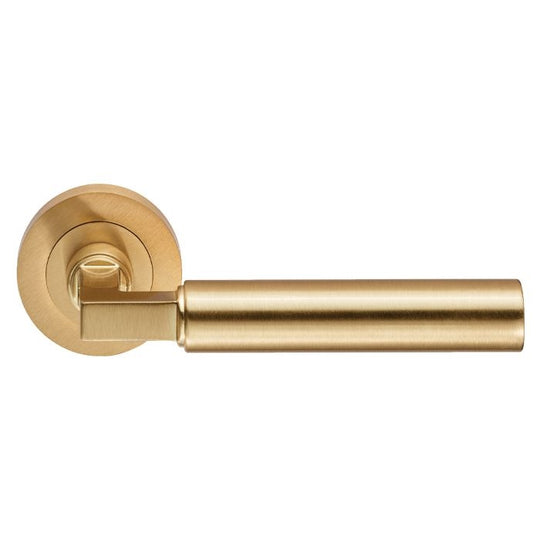 Amiate Lever on Rose Satin Brass Door Handle