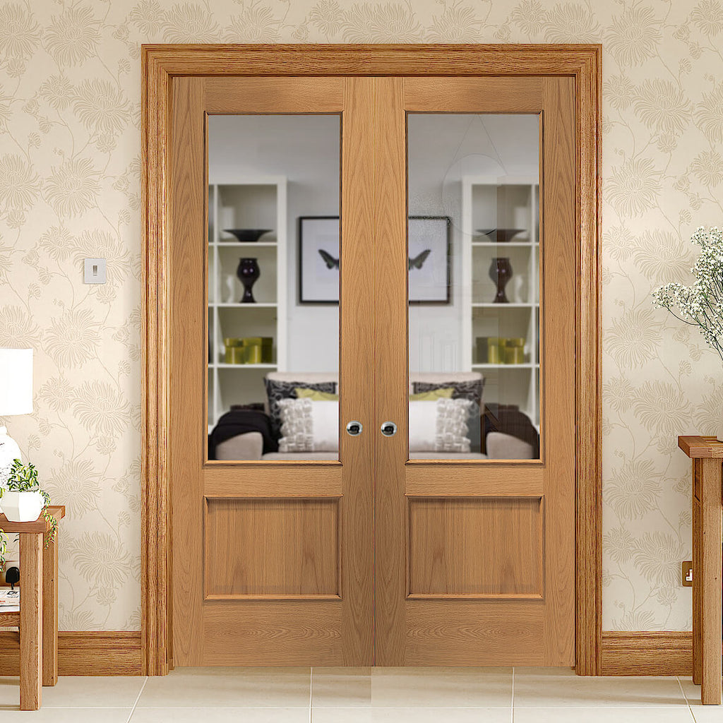 ANDRIA CUSTOM MADE OAK CLEAR GLAZED FRENCH DOORS