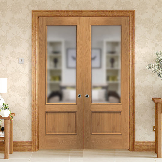 ANDRIA CUSTOM MADE OAK OBSCURE GLAZED FRENCH DOORS