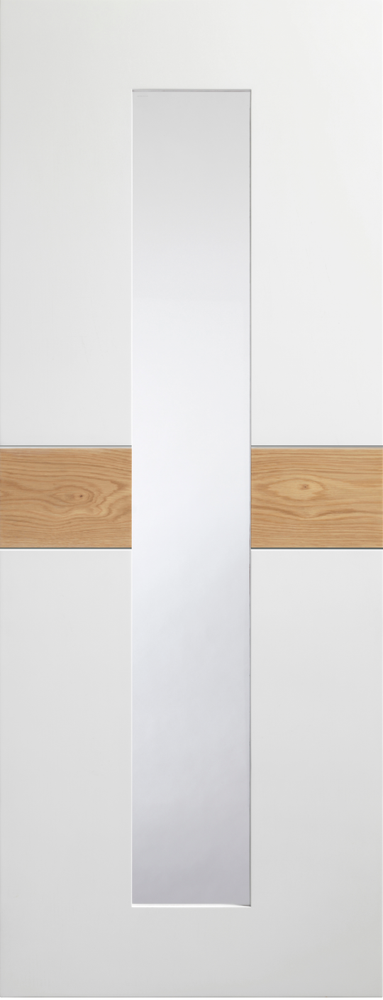 Asti White Glazed Door with Oak Insert