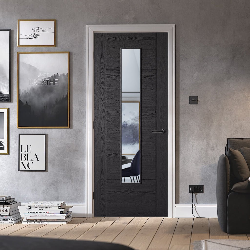 Black Ash 1L Vancouver Laminate Glazed Door 