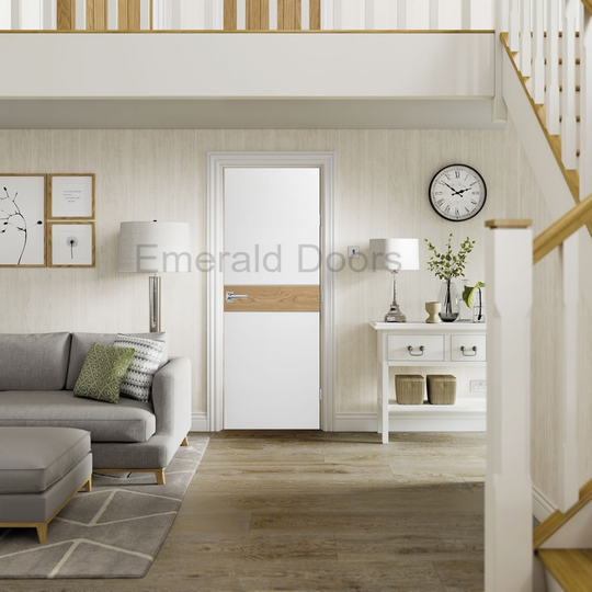 Asti White Internal Door with Oak Insert