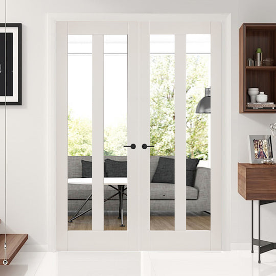 Barbados White Clear Glazed Door Pair