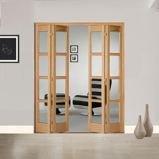 4 Leaf Oak Bardsley 4 Light Clear Glazed Bi-Folding Set