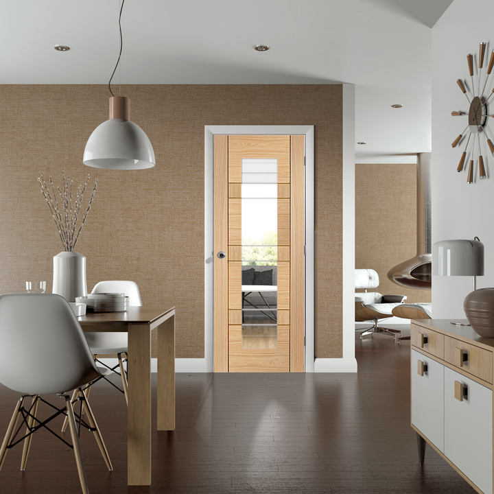 Latina Unfinished Oak Door In Roomset