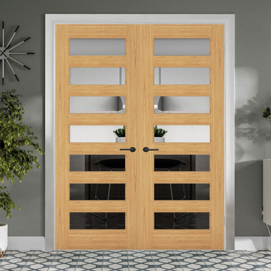 Biarritz Oak Clear Glazed Door Pair