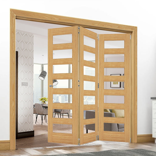 Biarritz Oak Clear Glazed Room Divider Fully Finished