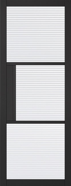 Tribeca Black Reeded Glazed Double Doors with Double Sliding Track