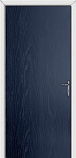 Blue Modern Flush External Fire Door Set