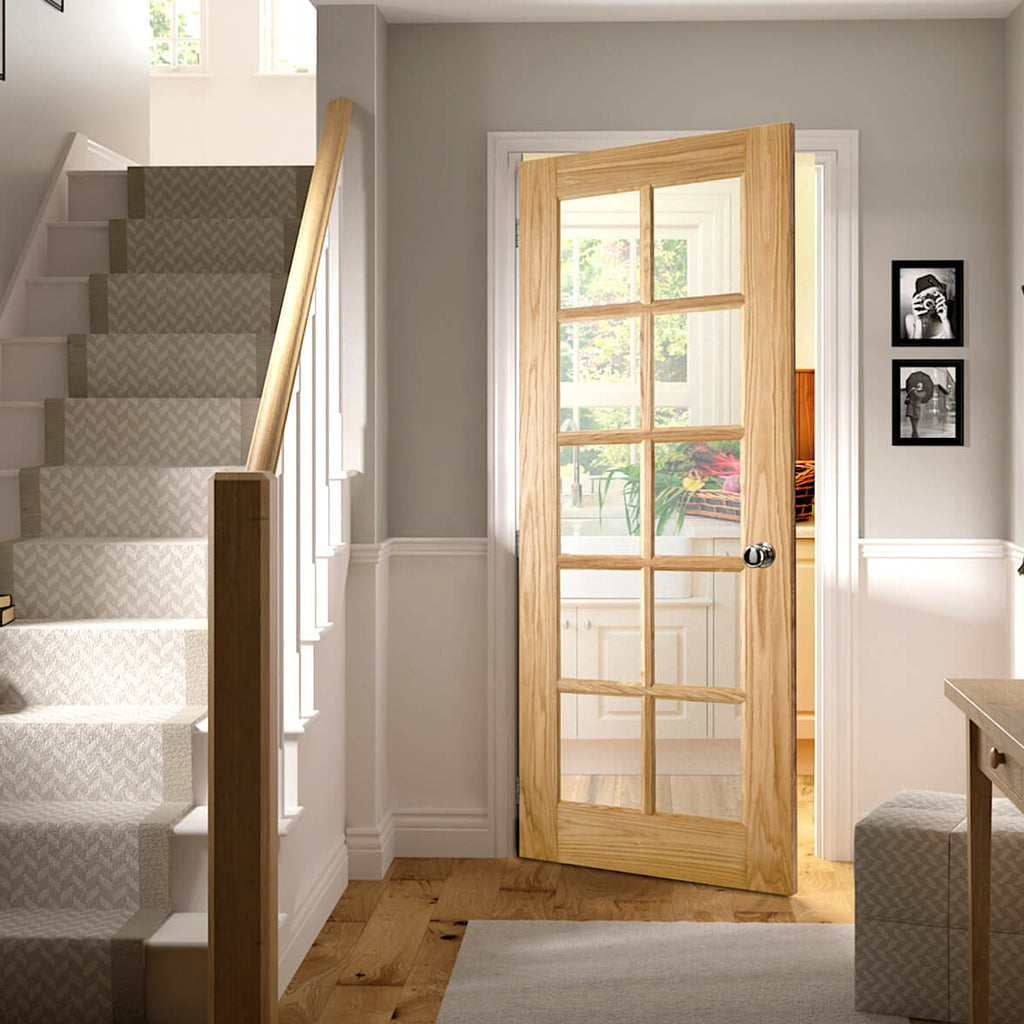 Oak Bristol Internal Door with Clear Bevelled Glass