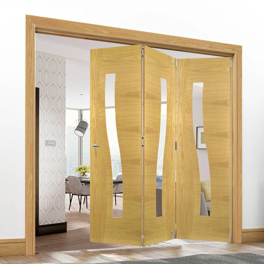 Cadiz Oak Clear Glazed Room Divider Fully Finished