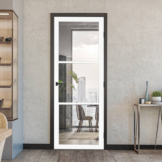 3L White Clear Glazed Industrial Style Door