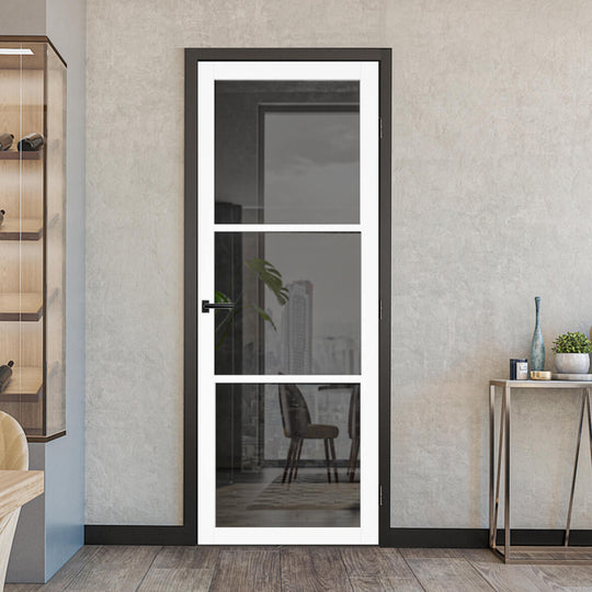 3L White Tinted Glazed Industrial Style Door
