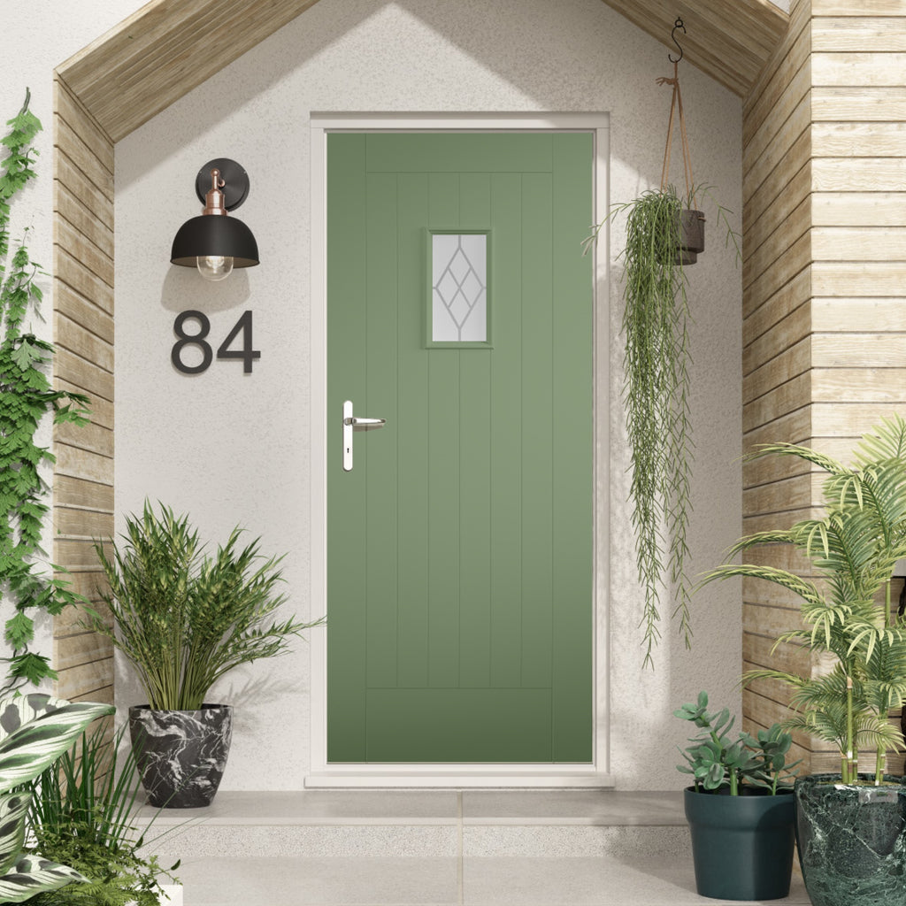 Pale Green Tricoya Double Glazed Chancery External Door 