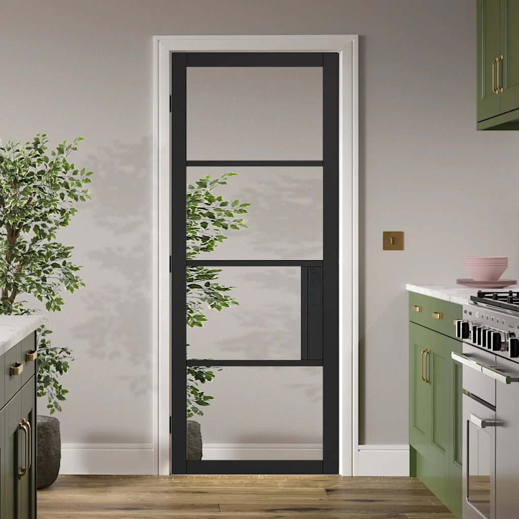 Black Chelsea 4L Clear Glazed Internal Door 