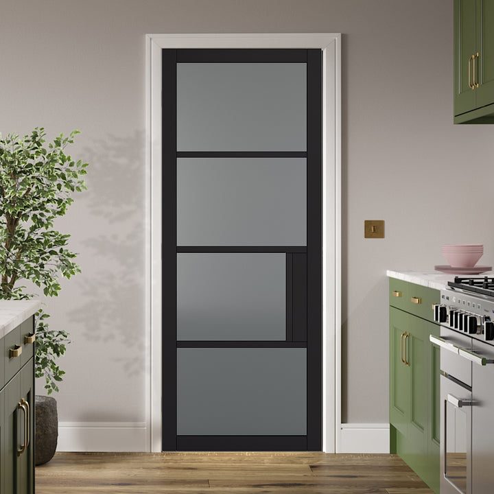 Black Chelsea 4L Internal Door with Tinted Glass