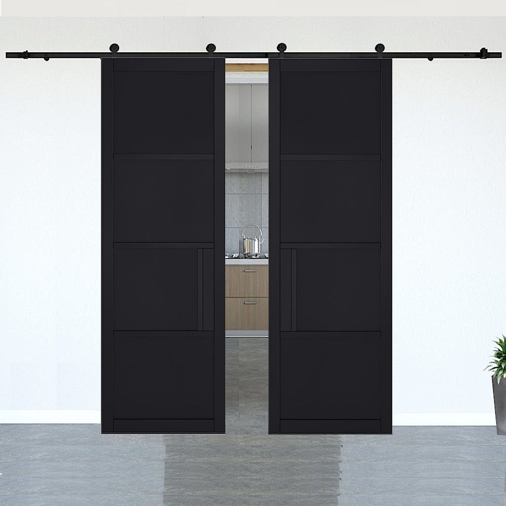 Chelsea Black Double Doors with Double Sliding Track