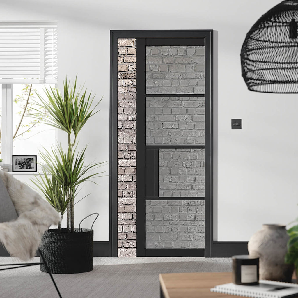 Black Chelsea 4L Tinted Glass Pocket Door 