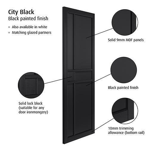 City Black Fully Finished Industrial Style Door Pair 