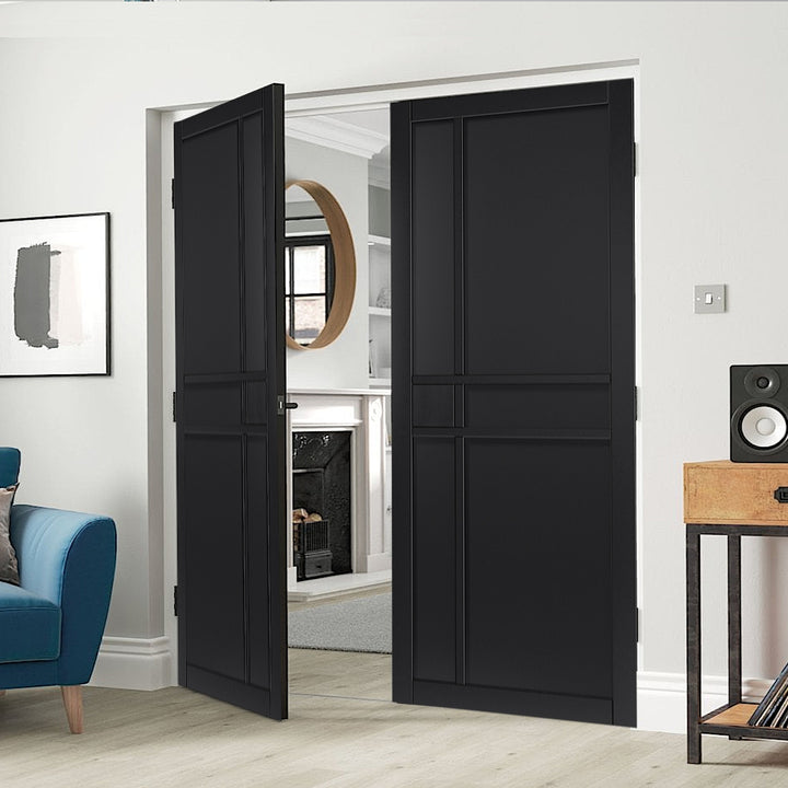City Black Fully Finished Industrial Style Door Pair 