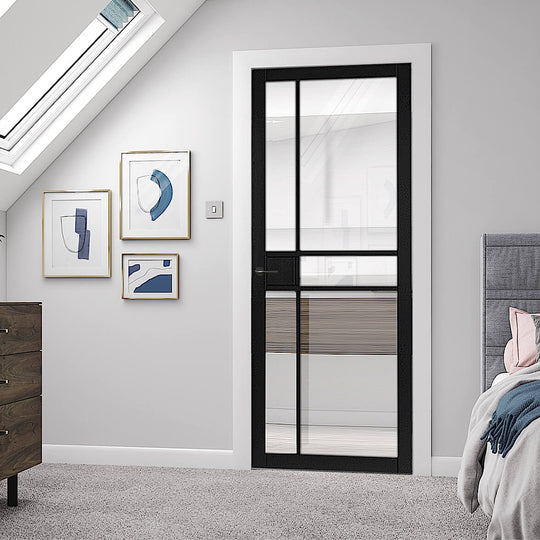 City Black Glazed Fully Finished Industrial Style Door