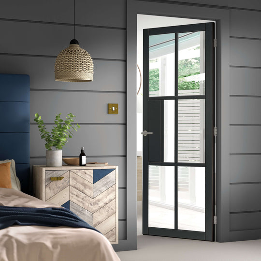 Urban Civic Black Clear Glazed Door