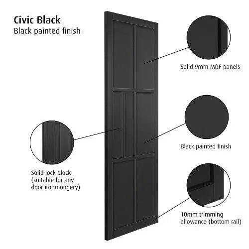 Civic Black Industrial Style Door Pair