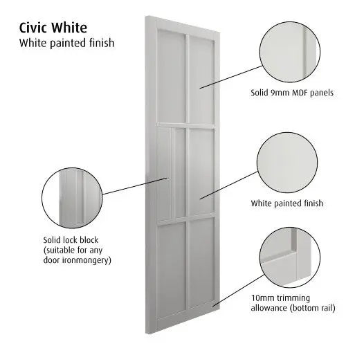 Urban Civic Industrial Style White Door Pair