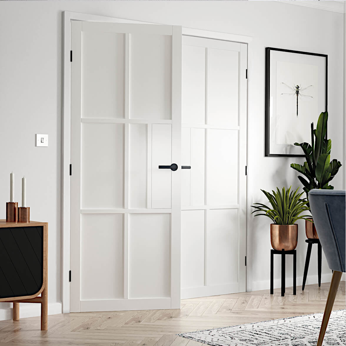 Civic White Industrial Style Door Pair | Civic White Doors | Emerald Doors