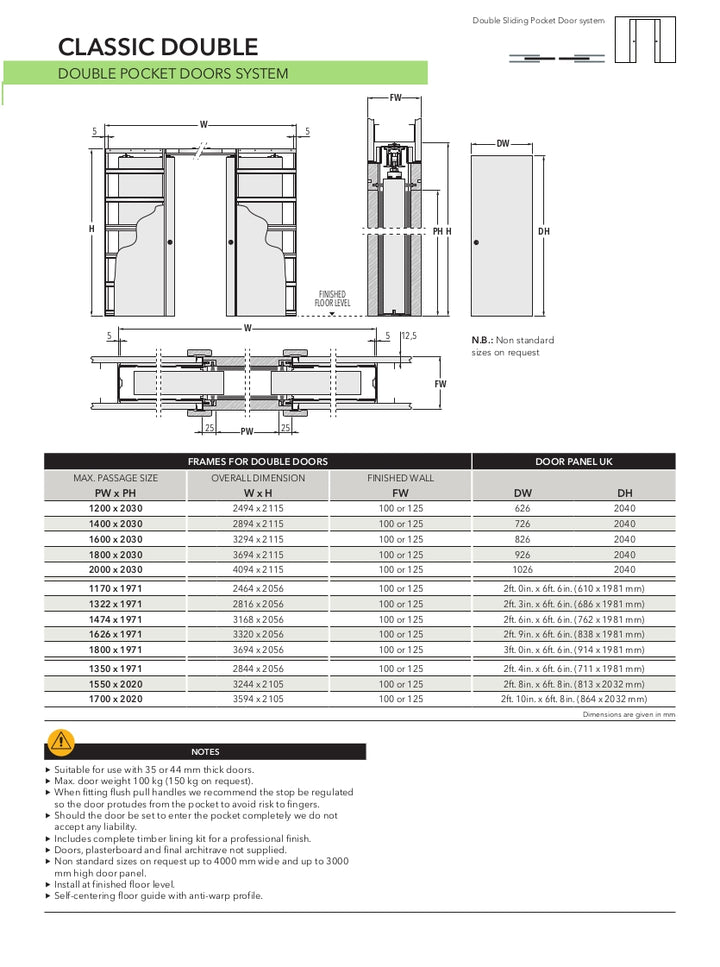 Black 3L Clear Glazed Double Pocket Door Set 