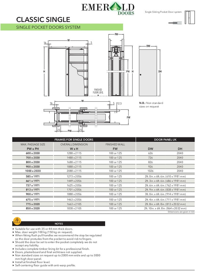 Single Classic Pocket Door Frame 