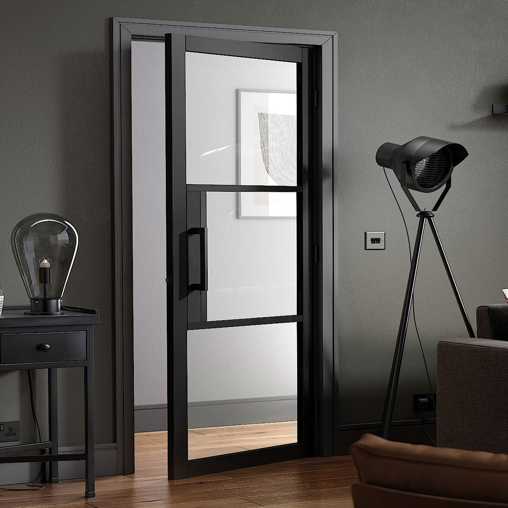 Black Tribeca 3L Clear Glazed Internal Door 