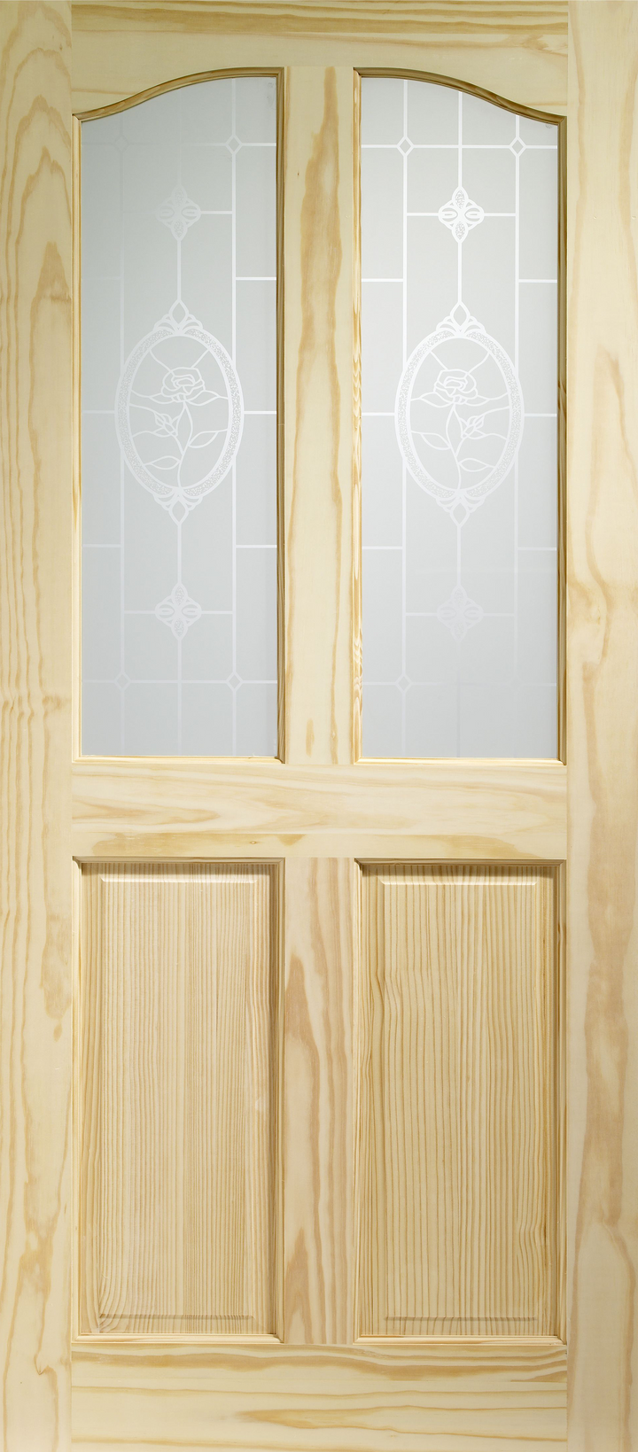 Rio Internal Clear Pine Door with Crystal Rose Glass