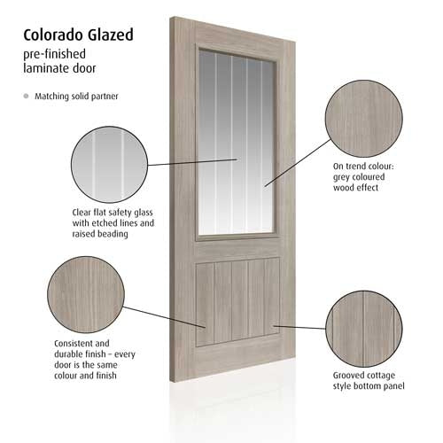 Colorado Grey Laminate Glazed Internal Door