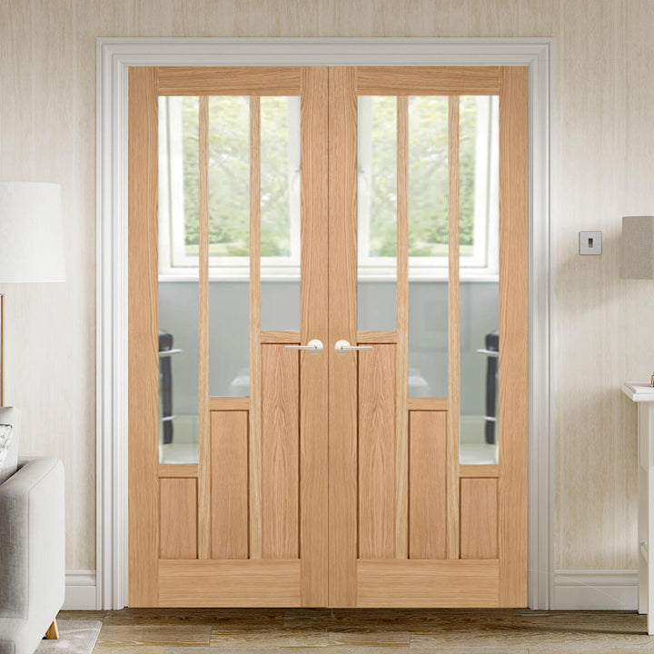 Oak Coventry French Doors With Clear Glass
