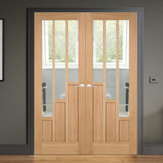 Oak Coventry French Doors with Clear Glass Fully Finished