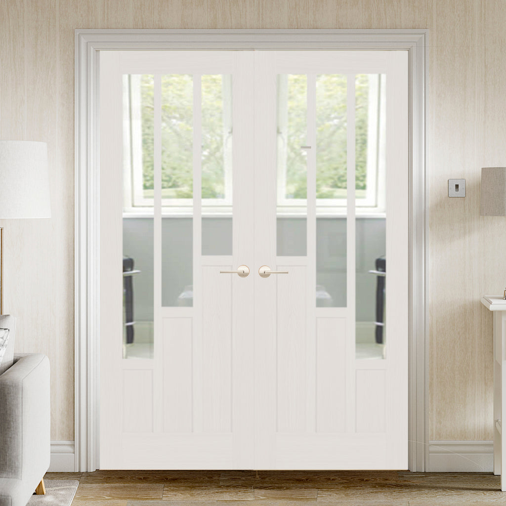 White Coventry French Doors With Clear Glass