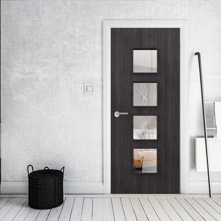 Custom Made Ash Dark Grey Flush Glazed Fire Door DGA9