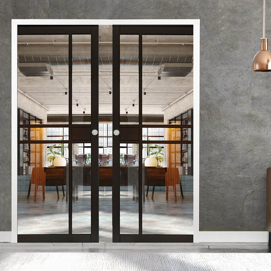 Pryda Clear Glazed Double Pocket Door Set