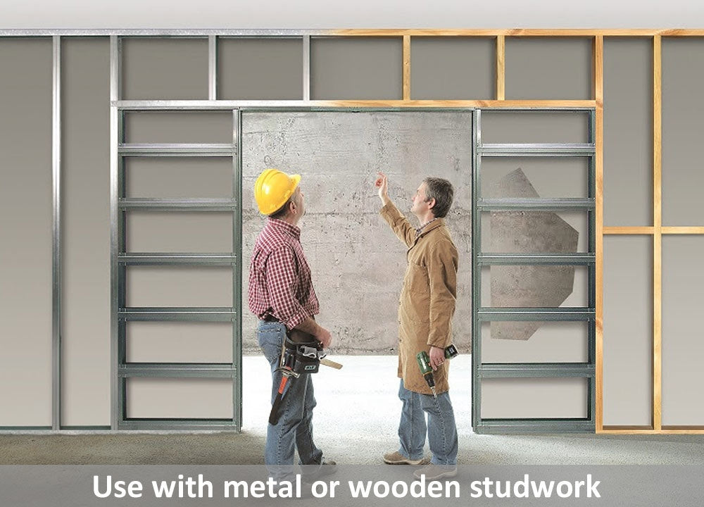 Shaker Oak Clear Glazed Double Pocket Doors 